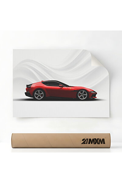 21mxm Poster Auto Premium - 1756 2025 12 Cilindri Roșu – Design Minimalist, A...