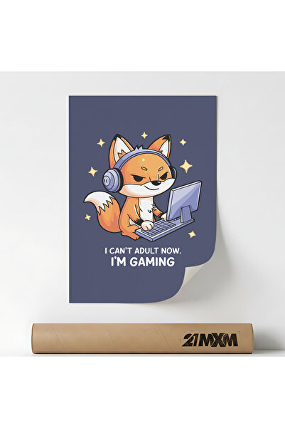 21mxm Poster Decorativ '37 Gaming Fox', Material Textil, 30 x 40 cm, Fara Rama