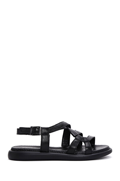 Derimod Women's Black Ankle Buckle Leather Sandals 26Sfd360318