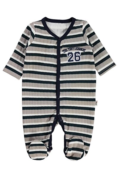 Civil Baby Salopetă cu imprimeu în dungi pătrate pentru 1-9 luni - Bej 3-6 luni