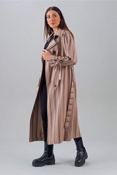 SahraAfra Women's Chize Patterned Trench Coat Oversize