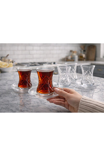 DECORS CENTER Paşabahçe Demet 12'li Çay Seti Dekorlu