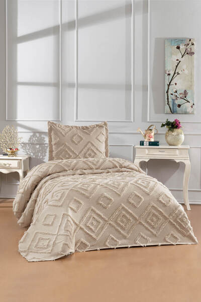 DANTEELHOME Olive 2-Piece Single Person Pique Set Beige