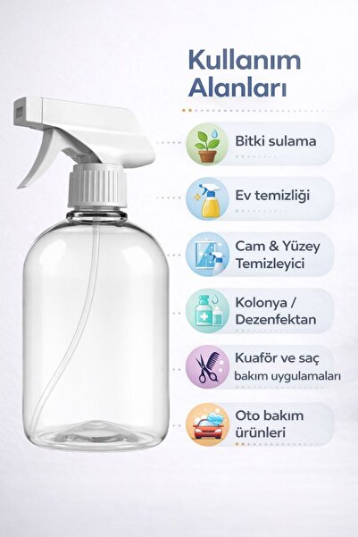 MF Botanik 1 Adet Boş Fısfıslı Sprey Şişesi 500 ml - 2 Çeşit Püskürtmeli