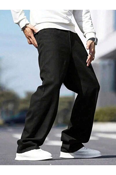 oraystore Men's Baggy Fit Wide Leg Jean Trousers Regular Waist Oversize Loose...