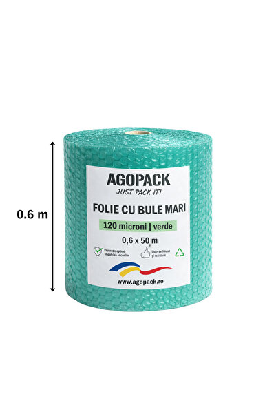 AGOPACK Large Bubble Wrap 0.6m x 50m, 120g/sqm, Green – Packaging and Transpo...