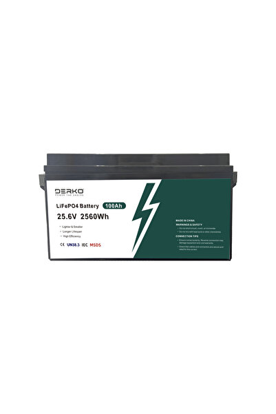 Derko Lityum İon LifePo4 25,6V 100AH Batarya Akü Solar Panel Güneş Enerji Sis...