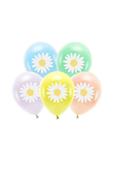 PartyBalloons Baloane din latex decorate cu margarete - Set de 5