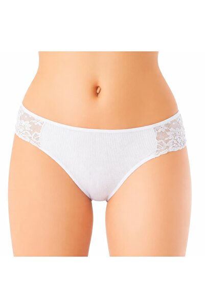 İncili Kadın Dantelli Kaşkorse Külot – Çiçek Desenli Dantel, Esnek ve Konforlu
