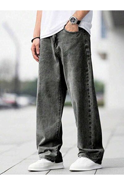 oraystore Men's Baggy Fit Wide Leg Jean Trousers Regular Waist Oversize Loose...