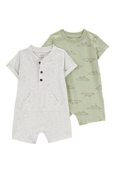 Carter's Erkek Bebek 3-18 Ay Desenli İkili Tulum Set Gri