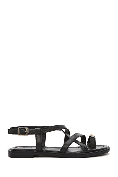 Derimod Women's Black Ankle Buckle Leather Sandals 26Sfd361118