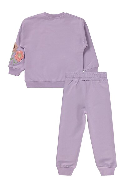 Civil Girls Çiçek Nakışlı 2-5 Yaş Eşofman Takımı - Lila 4-5 Yaş