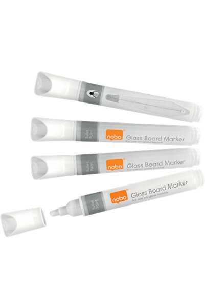 Nobo Marker for Glass Boards and Flipcharts, Round Tip 3 mm, Standard, 4 pcs/...