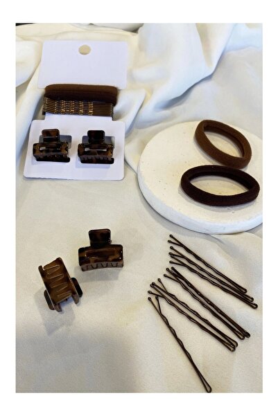 Vitastyle GUMENA KOPČA SMEĐEG TONA / KOPČA SA KLIPOM I SET ŽIČANE KOPČE