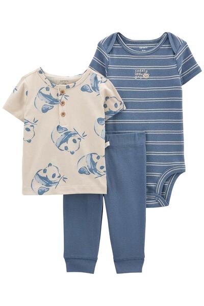 Carter's Baby Boy 0-6 Months Patterned 3-Piece Set Blue