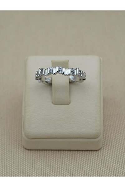 Bilge Takı Women's Silver Color Zircon Stone Modern Asymmetrical Adjustable R...