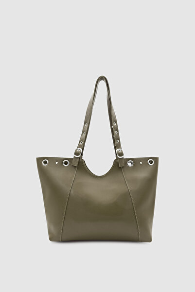 Wuclo Forlin Adjustable Strap Metal Ring Detailed Shoulder Bag Khaki