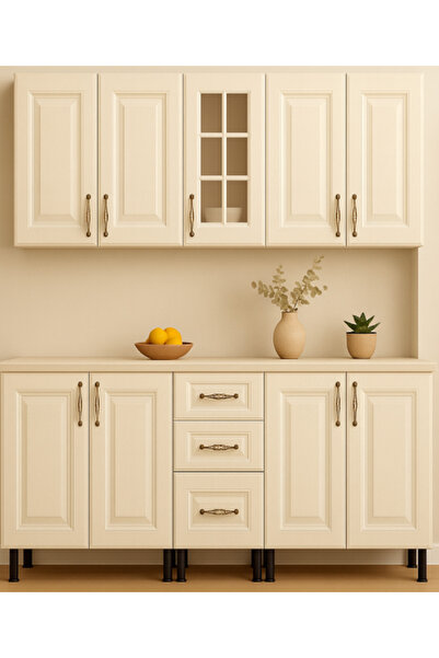 BRC Bucatarie 200 cm mdf infoliat ivoire