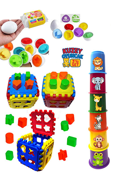 toysnet 6lı Yumurta Eşleştirme 6lı Sevimli Kule 14lü Bultak Küp gelişim seti ...