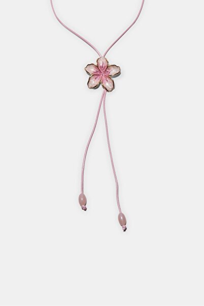 Stradivarius Enamel flower cord necklace