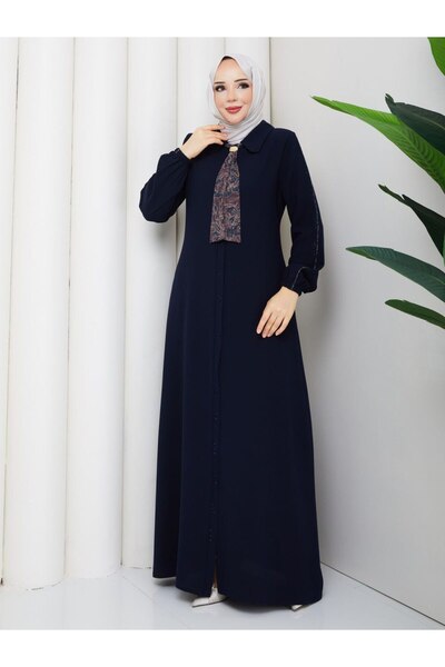 SG SARİALGİYİM New Season Premium Abaya with Scarf, Stone and Special Trim De...