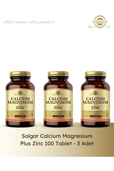 Solgar Calcium Magnesium Plus Zinc 100 Tablet 3 Lü Paket