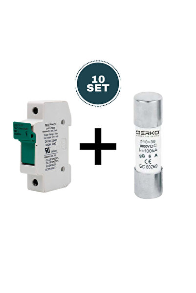 Derko 10 Takım 1000VDC Solar Güneş Paneli Sigorta ve Kartuş Yuva Seti 32 Amper