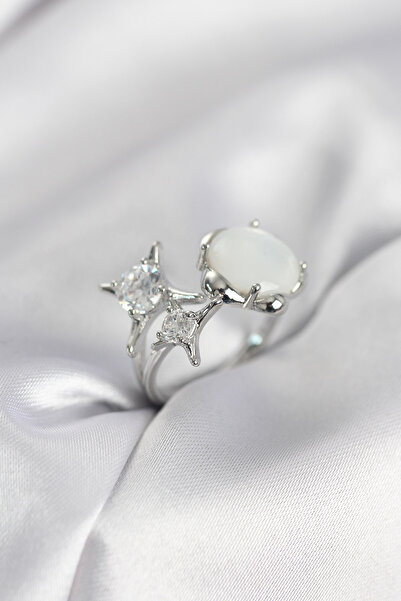 Epilons Silver Color Pole Star Model Women's Ring - Tj-Byk4010 Zenvia-Tg4356