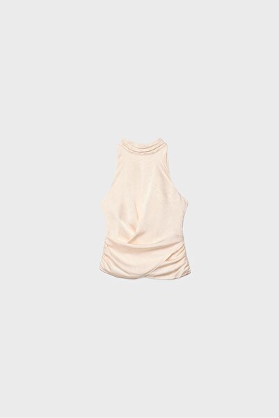 Stradivarius Satin halter neck top with ruching