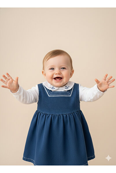 tinytrends Baby Girl & Child Embroidered Collared Bodysuit and Denim Overalls...
