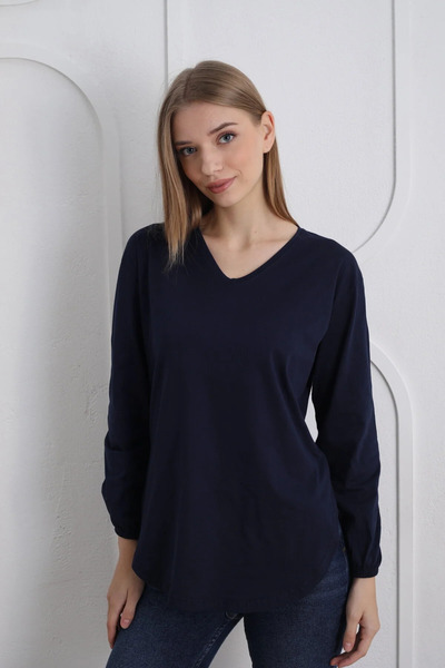 Orly More Women's (Slim) V-Neck Long Sleeve Slit Blouse