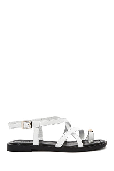 Derimod Women's White Ankle Buckle Leather Sandals 26Sfd361118