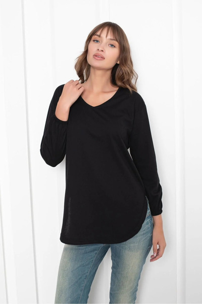Orly More Women's (Slim) V-Neck Long Sleeve Slit Blouse