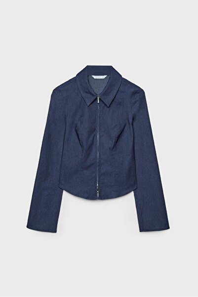 Stradivarius Fitted double zip bengaline denim shirt