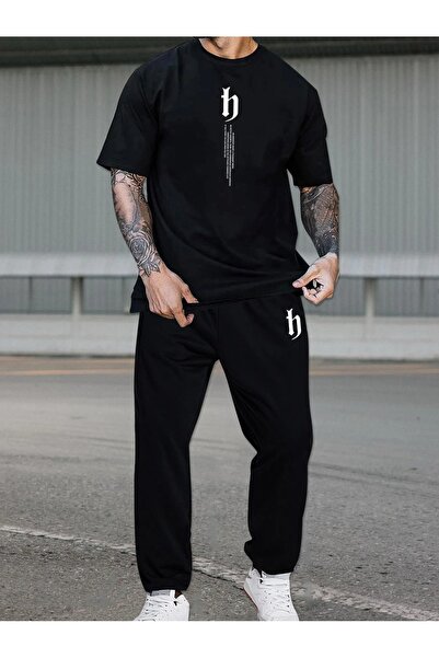 PAVRO Unisex Oversize Shorts Set Top and Bottom Two-Piece Comfortable Mixed P...