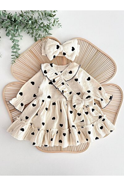 Jammybaby فستان أموري بنقشة قلب وتطريز كروشيه 100% قطن مع طقم باندانا للفتيات...