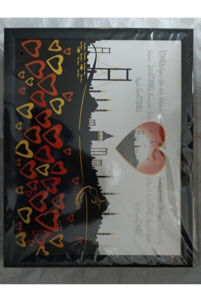 esdekor صينية كيفيف منقوشة بحشوة على شكل قلب بحافة سوداء من اسطنبول، قطعة واحدة