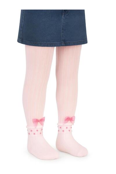 Civil Girls Derbili Bow Accessory 3-11 Years Old Girls' Pantyhose - Pink 11-1...