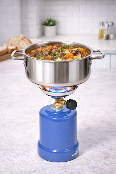 REFURA Portable gas hob with a high burn rate of 800 degrees, blue/silver, RE...