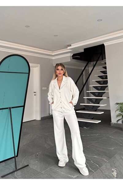 Bella Belluci Jacket with Stone Collar and Snap Closure, Top and Bottom Set