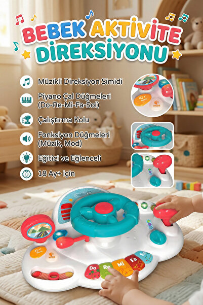 craftivio Eğitici Müzikli ve Sesli Bebek Aktivite Direksiyonu - Piyanolu Sürü...