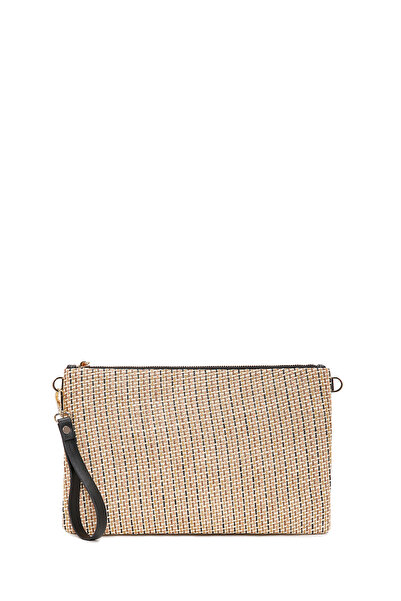 Derimod Women's Black Long Chain Strap Straw Portfolio Bag 26Sbd2209M7