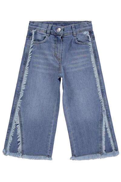 Civil Girls Püsküllü 2-5 Yaş Pantolon Kot - Mavi 3-4 Yaş