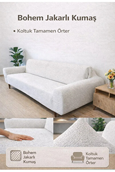 bibaha Bohemian Elastic κάλυμμα καναπέ για 3 άτομα, αντιολισθητικό, ελαστικό ...