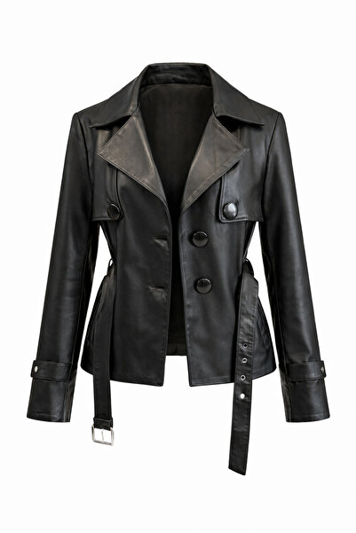 BeeShine Deri Ceket, %100 Hakiki Kuzu Derisi Trençkot Kadın Mont