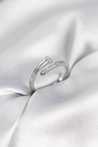 Skygo Zircon Stone Silver Color Flat Nail Model Women's Ring - Tj-Byk3962