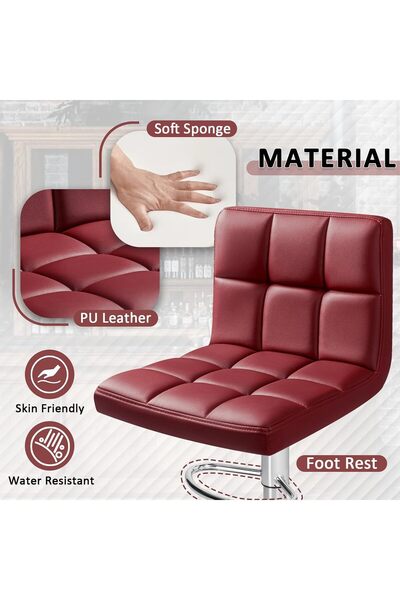 Mahmayi Homall Modern Swivel Bar Stools Set of 2, Adjustable Height PU Leather Counter Stools - Wine Red