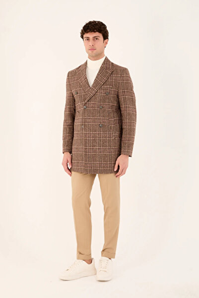 The Tailor Classics معطف كشمير منقوش للرجال