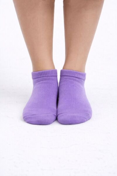 The huez 3 Pairs of Cotton Women's Socks, Soft Plain Socks (Purple)